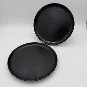 Set/2 Dinner Plates in Double Line Black by TEN STRAWBERRY STREET